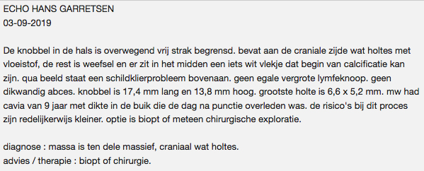Echo van cavia Babbel met een vegrote schildklier